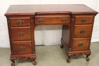 Mahogany Queen Ann, Shell Carved Desk W/fluted Columns, Original Hardware, 48'x 19'x 31'  (30)