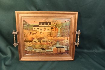 Vintage Handled Serving Tray W/ Print, 16'x 13'  (311)