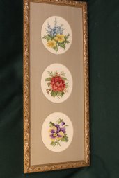 3 Antique  Framed Needlepoint Samples, 9'x 24'H  (312)