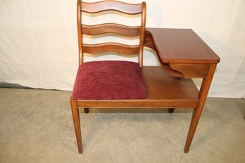 Mahogany Telephone Table With Attached Upholstered Chair  (313)