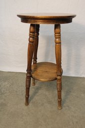Oak Plant/lamp Stand, W/turned & Fluted Legs And  Lower Shelf, 16'x 30'H   (318)