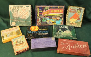 9 Assorted Antique/Old Games - One Is A Rubber Stamp Set  (31)