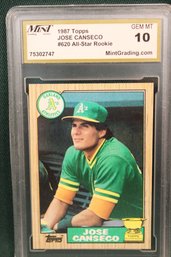 Jose Canseco, 1987 All Star Rookie Card, Slabbed & Graded, GEM MT 10   (323)