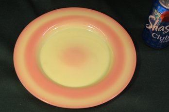 Antique Burmese Glass Peach Blow Plate, 10'D, Glows Under Black Light   (326)
