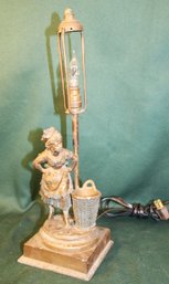 Antique Pot Metal Lamp Base, Repaired, 16'H  (327)