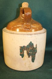 Antique 2 Tone Stoneware Cider Vinegar Jug W/partial Label, 10'H  (329)