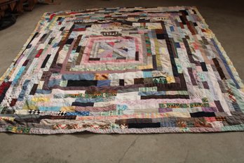 Antique Double Sided  'Crazy' Quilt, 92'x 88'  (32)