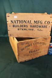 Antique 2 Wood Boxes - Dupont Explosives & National Hardware, 13'x 17'x 9'H & 10' 14'x 8'H (330)