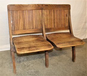Antique 1 Of 3 Sets Of Wood 2 Seat Folding Deck Chairs, 37'x 3`'H  (335)