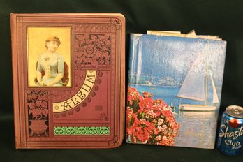 Pre 1900 Scrap Book W/35 Pages  &  Early 1900s Postcard Album W/10 Pages (about 80 Postcards)  (336)