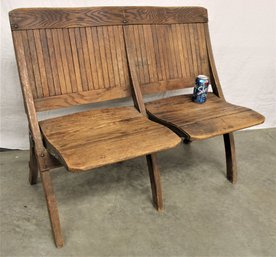 2 Of 3 Sets Of Wood 2 Seat Folding Deck Chairs, 37'X 3`'H,ca 1920's  (337)
