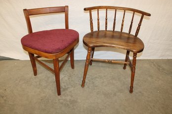 2 Small Chairs - 3 Legged And Spindle Back, 25'& 26'H   (338)
