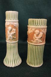 Antique 2 Roseville 'Donatello' Pottery Vases, Ca 1915, 6' 7 7'H  (339)