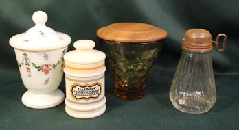 Czech Covered Jar 7'H, Darvon Covered Jar, Amber Glass Humidor W/wood Lid, Nut Grinder  (339)
