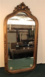 Very Nice Framed & Etched Wall Mirror, 28'x 14', Ca 1920's  (340)