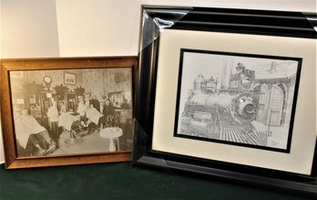 2 Framed Prints - Barber Shop 18.5'x 14.5' & 25'x 21' Print By Mike Watson, 11/97   (341)