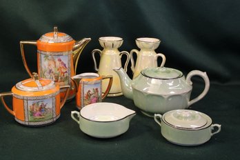 Antique Porcelain 2 Czech Tea Sets And Czech Pair Lusterware Vases  (342)