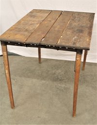 Antique Rustic Folding Table, 34'x 27'x 27'H, Folds To 34'x9'  (343)