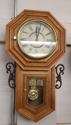 Oak, DSA Medium Drop Regulator Wall Clock, Time & Strike, Working, 12'x 6'x 23'H  (343)