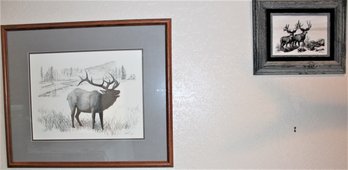 Framed & Double Matted Drawing 295/2500, 25'x 21'  & Framed Etching By Bernie Brown On Montana Marble  (348)