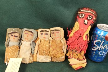 Hand Woven Fabric Peru Dollies, Rare & Unique 'Mummy Dolls', 5' & 8'H  (34)