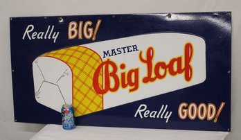 Large Porcelain One Sided 'Master Big Loaf' 4 Color Advertising Sign, 44'x 22'H   (350)