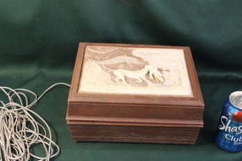 Deco Telephone In Box With Relief Molded Hunting Scene Lid, 10'x 8'x 5'   (352)