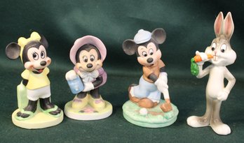 Vintage 3 Disney & 1 Warner Figurines, 1975, Japan  (354)