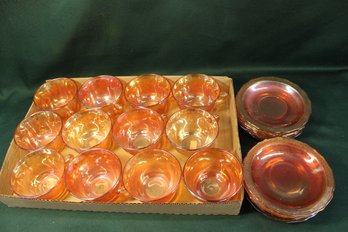 Antique Marigold Carnival Glass Set Of 12 Cups And Saucers  (354)