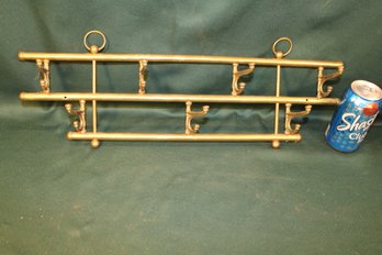 Vintage Brass Hanging/Folding Coat Rack W/7 Hooks, 22' Long  (360)