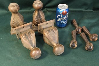 Antique  Set Of 4 Copper Legs & 4 Glass Ball & Claw Feet  (361)