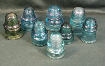 8 Insulators - 4 Hemingray, Petticoat & H.g.co., 2 Unknown  (364)