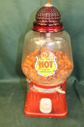 Coin Op Hot Peanut Dispenser, Ruby Red Pattern Glass Top, Key, Needs Power Cord, 16'H    (366)