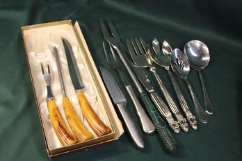 Cutlery - 1940s Bakelite Carving Set And Misc. Flatware  (369)