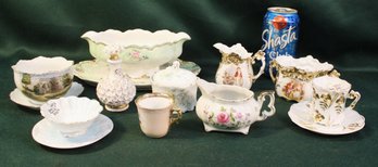 Antique Porcelain Cups, Saucers, Bavaria Gravy , Porcelain Perfume, German Covered Jar, Cupid Cup More  (36)