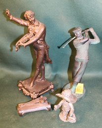 Statuary: Golfer Sculpture 9'H , Violin Player 11'H, Faceless Girl 4'H & Sight For 1898 Mauser Rifle  (375)