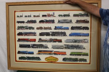 Double Matted & Framed Poster 'Steam Locomotives' 1930-1948, 48'x 36'   (376)