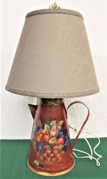 Antique Tole Painted Table Lamp 26'H, Signed J. Acosta  (377)