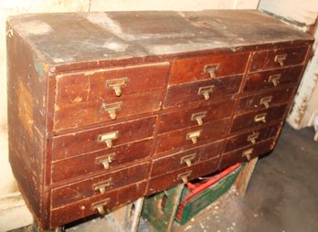 Antique 18 Drawer File Cabinet, 43x13x22'H  (378)