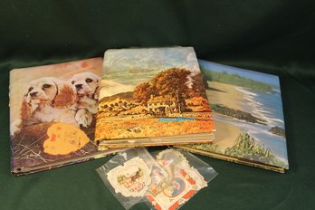 3 Postcard And Trade Card Albums, One Album Is Empty And 2 Have Lots Of Cards(379)