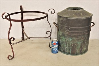 Copper Whiskey Still Cooker  In  Metal Stand, Can 17'H & Stand 15'h  (381)