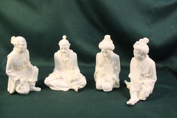Set Of 4 Japanese Figurines, 1988 By A. Giammelli  1984, Alabastrite Polyresin  (381)