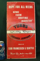 Antique  'Tubbs Cordage Company' Tin Advertising Sign, 8x16'  (384)