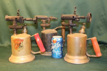 3 Antique Blow Torches - One Is Brass  (388)