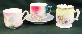 2 Antique Porcelain Moustache Cups &  Porcelain Cup & Saucer (38)