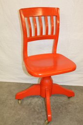 Antique Painted Swivel Desk Chair W/castors, 34' High (390)
