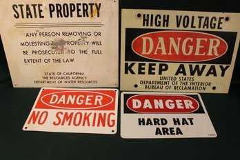 Vintage/Antique 4 Signs- 3 Metal 14'x 11', 14'x 10' & 10'x 7' And Plastic 10'x 7'  (392)