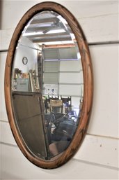 Oak Framed Oval Beveled  Glass Mirror, 23'x 37'  (393)