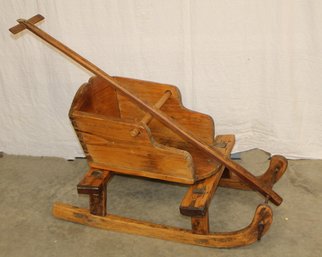Antique Primitive Handmade Child's Snow Sled, Removable Seat,  Mixed Woods, 36x21x22'H  (396)