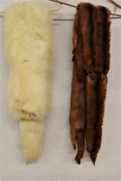 2 Fur Collars - 5 Mink(?) Is 58' Long, White One Is 50' Long  (397)
